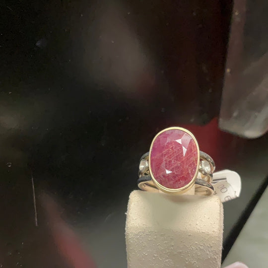 18k SS Ruby Ring with diamonds