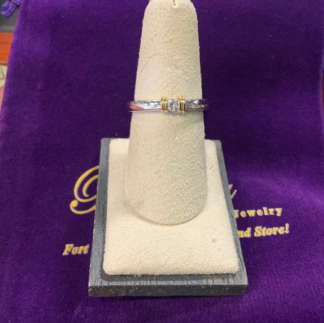14K DIA RING TWO TONE