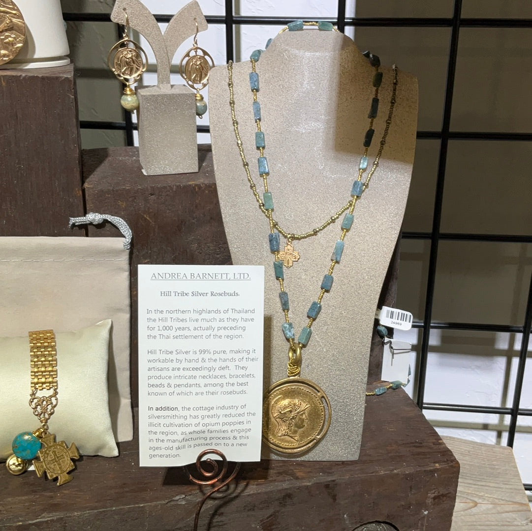 Athena medallion/African Heishi