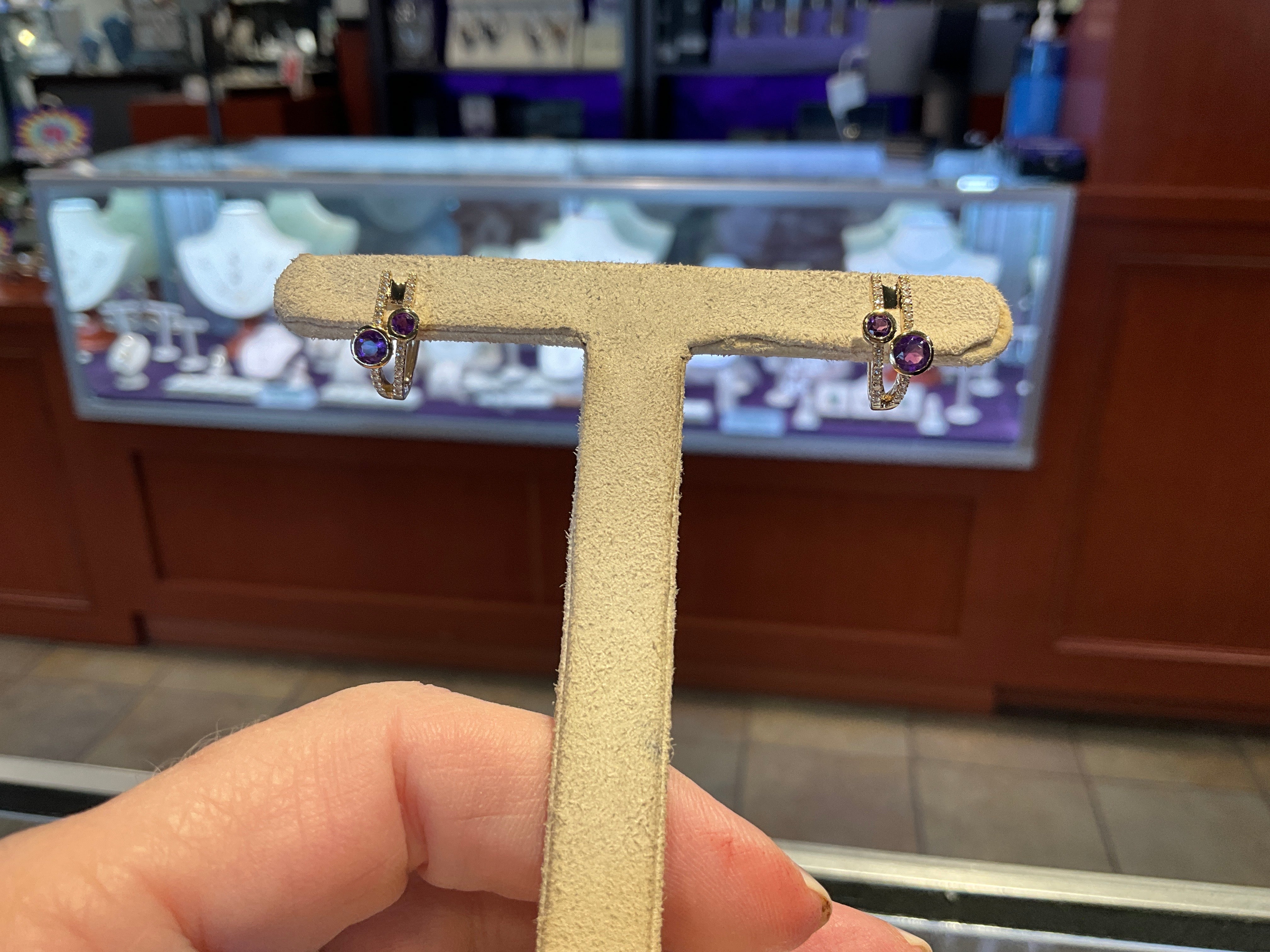 14KY Amethyst .42CT/Dia .13CT Earrings