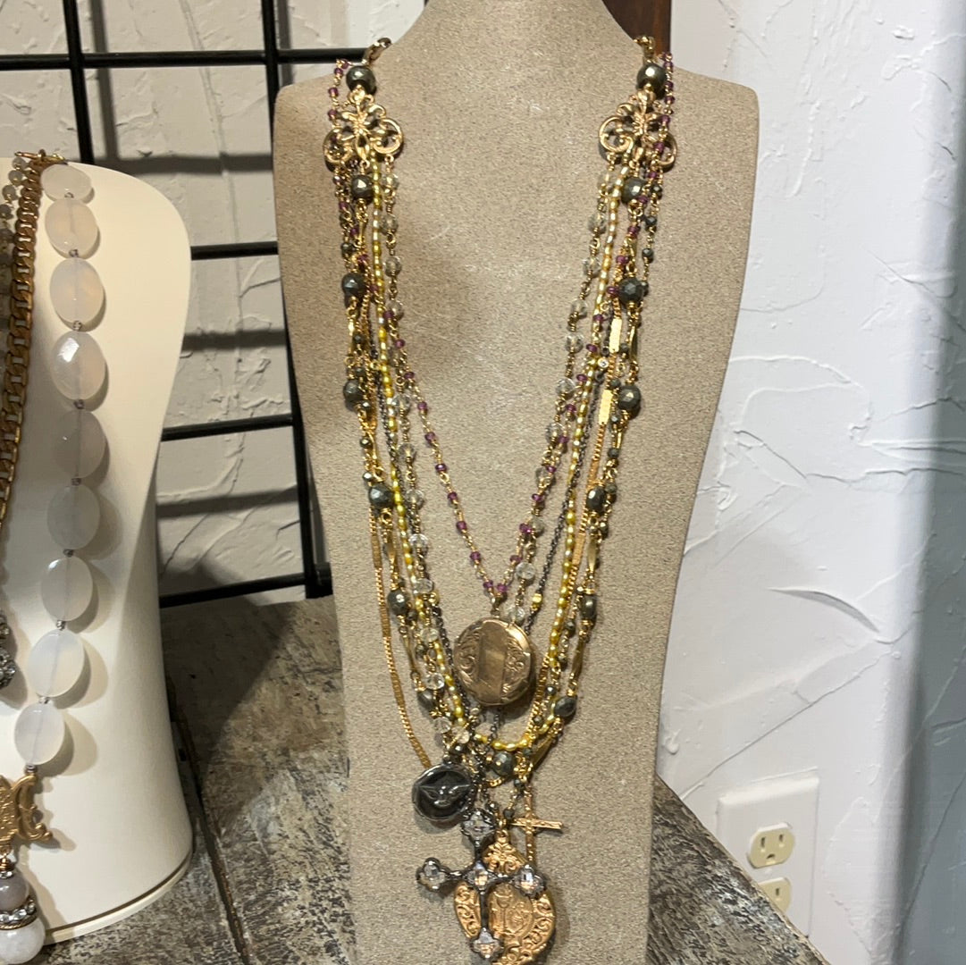 Locket Amethyst/Rosary chain