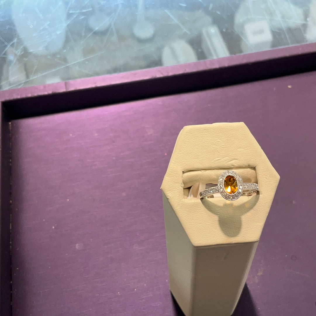 14kw Citrine Dia Ring