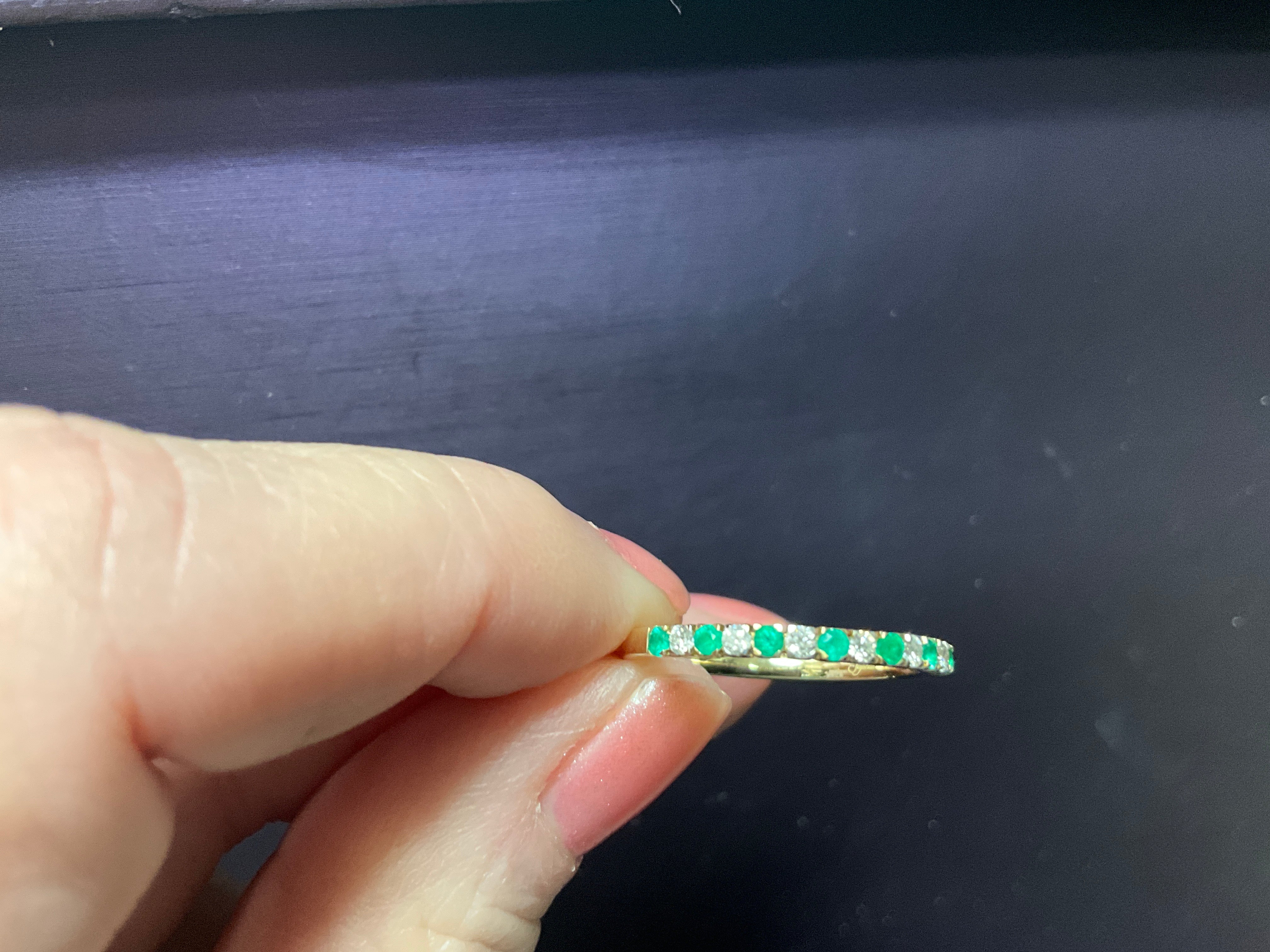 14KY .14 Emerald/.13 Diamond Ring