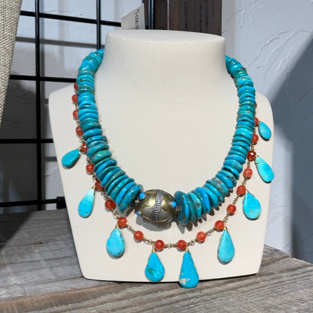 Tibetan bead on Turq & SS
