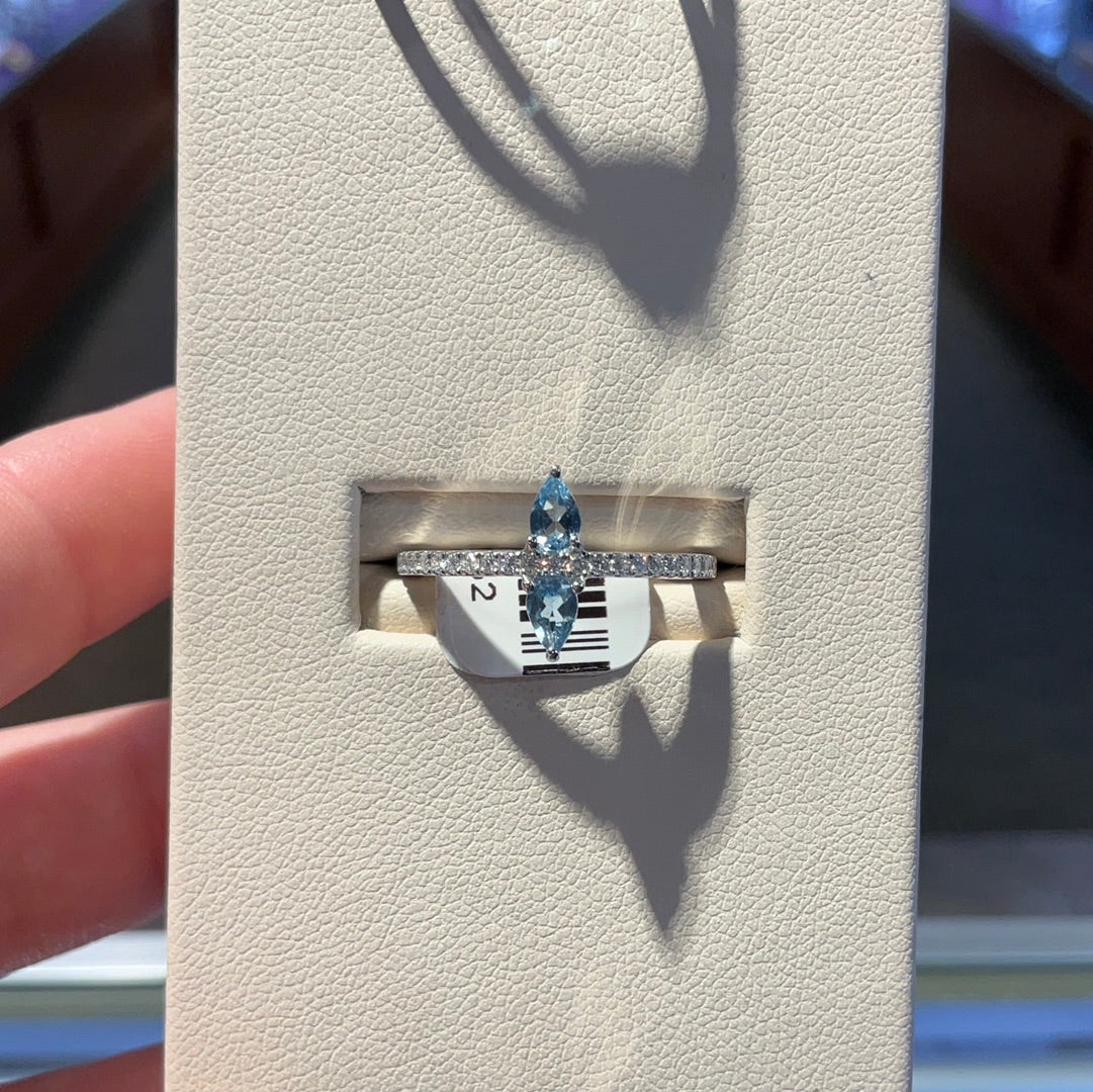14kw Aqua/Dia Ring