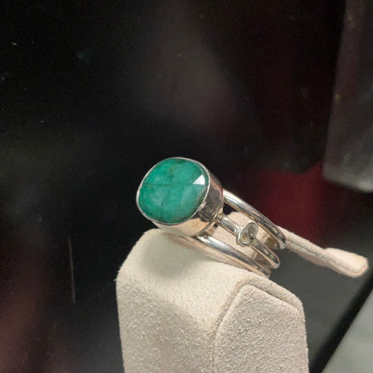 18K Emerald SS Ring