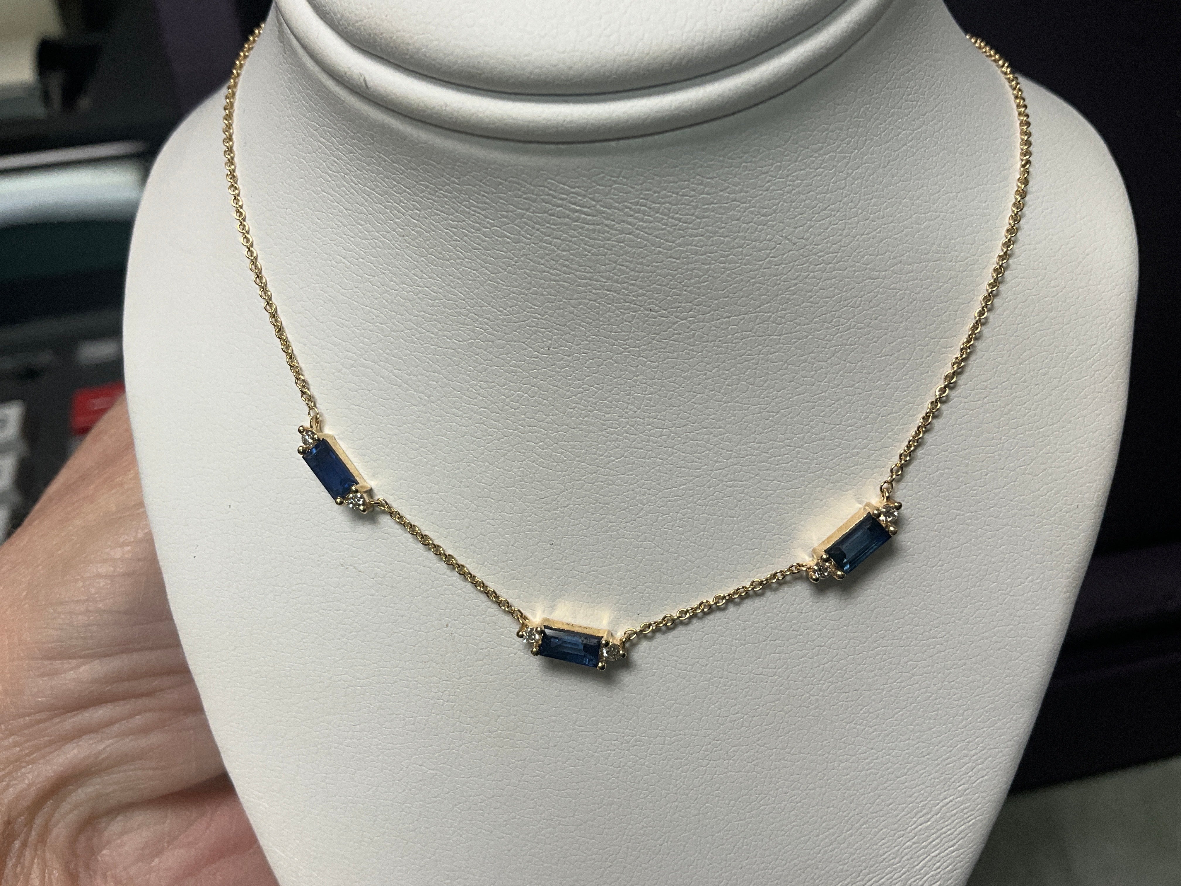 14KY .84 Ct Sapphire/.09 Diamond Necklace