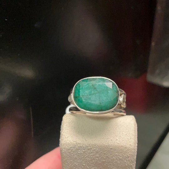 18K Emerald SS Ring