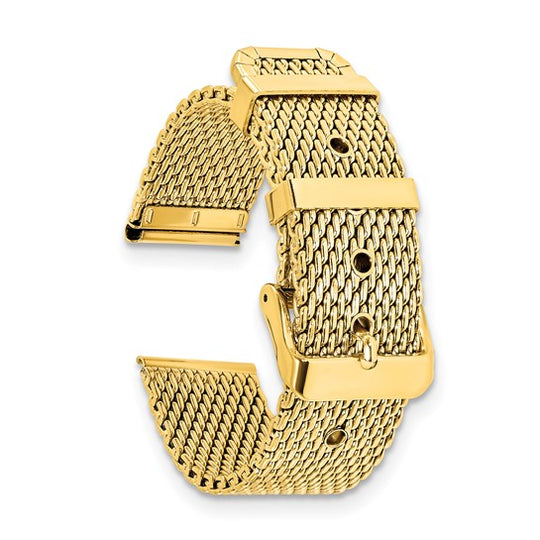 18mm Gold-tone Stainless Steel Mesh 2-Piece Watch Strap