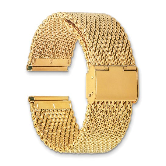 18mm Gold-tone Stainless Mesh with Deployment Clasp Watch Band