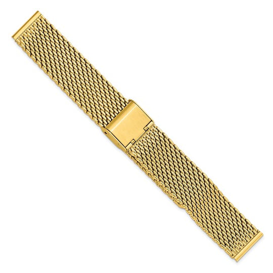 18mm Gold-tone Stainless Mesh with Deployment Clasp Watch Band