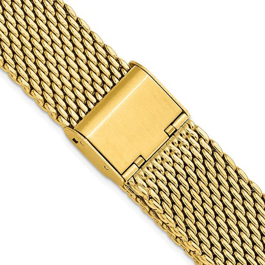 18mm Gold-tone Stainless Mesh with Deployment Clasp Watch Band