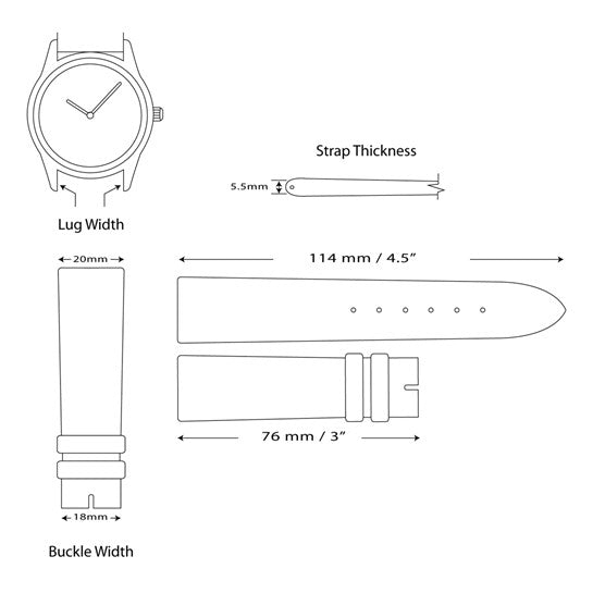 20mm Blue Crocodile Grain Chrono Silver-tone Buckle Watch Band