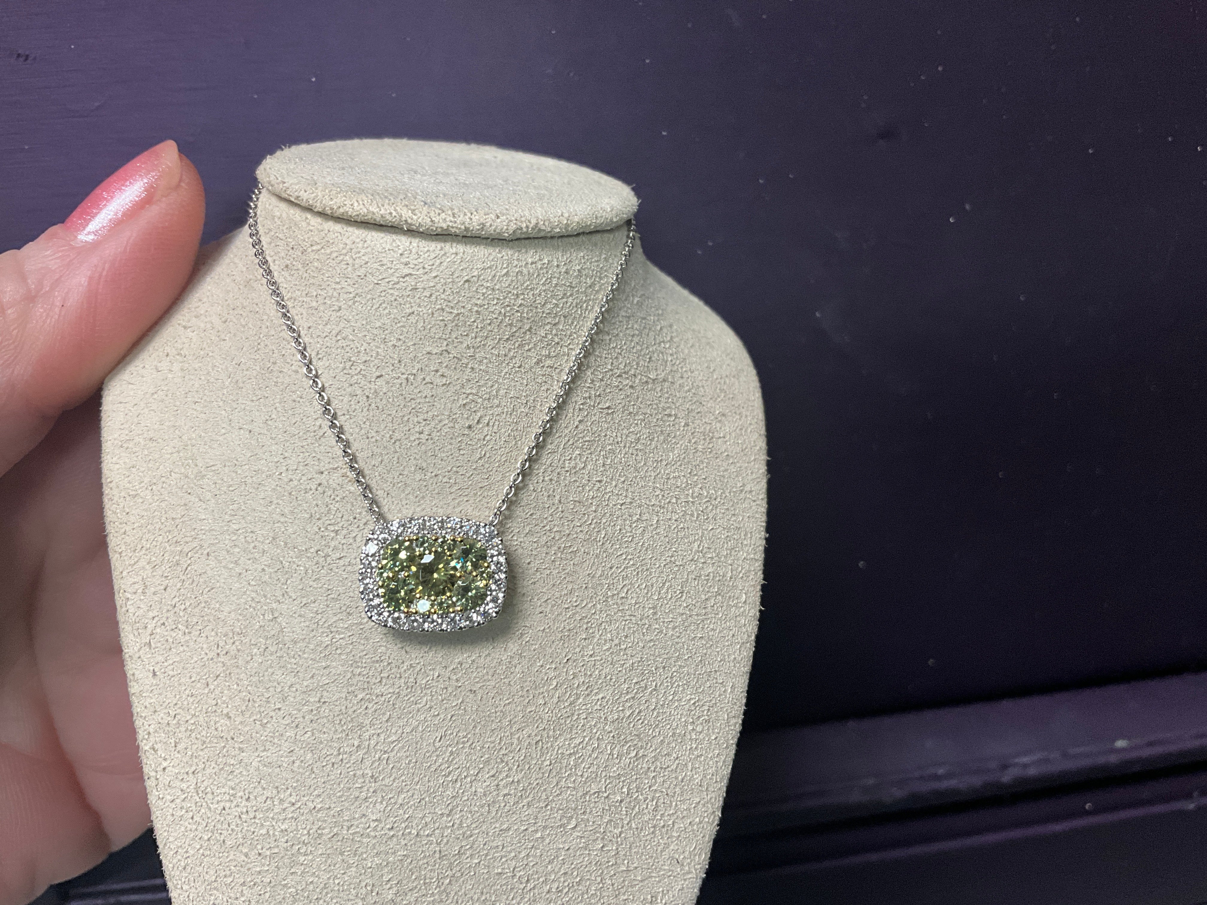 18KW .86 Demantoid Garnet/.29 Diamond Necklace