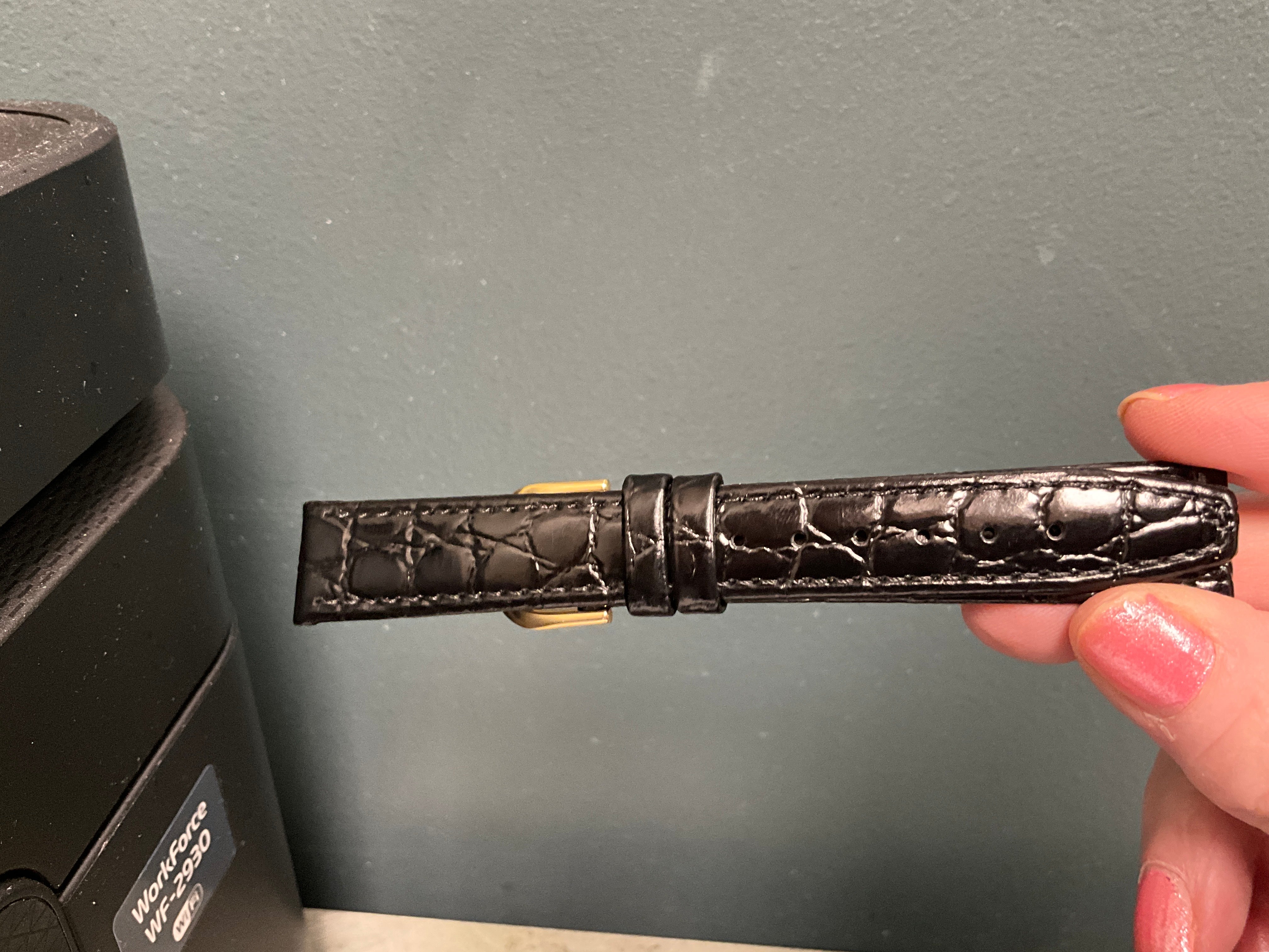 16MM Black Croco Grain