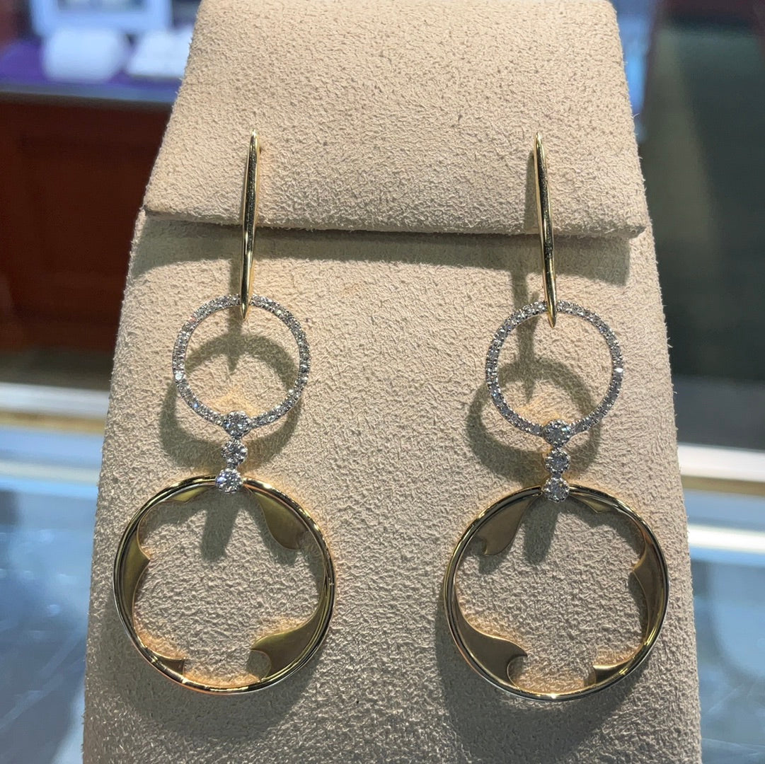 14KT Dble Circle .29TW Diamond Earrings