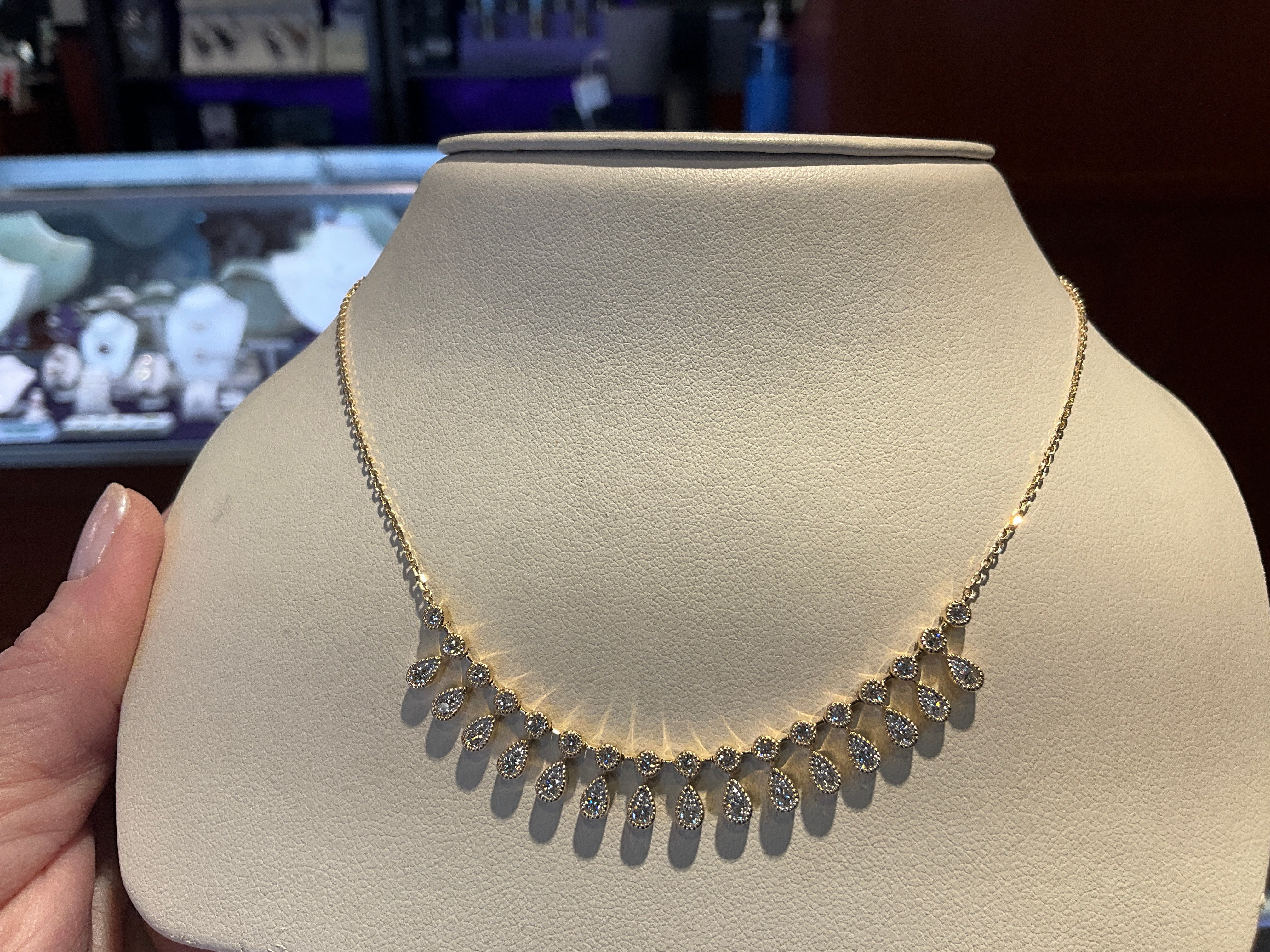 14KY Diamond Drop Necklace 1.09CT
