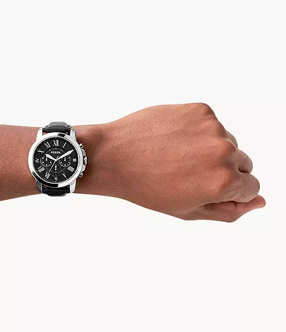 Grant Chronograph Black Leather Watch