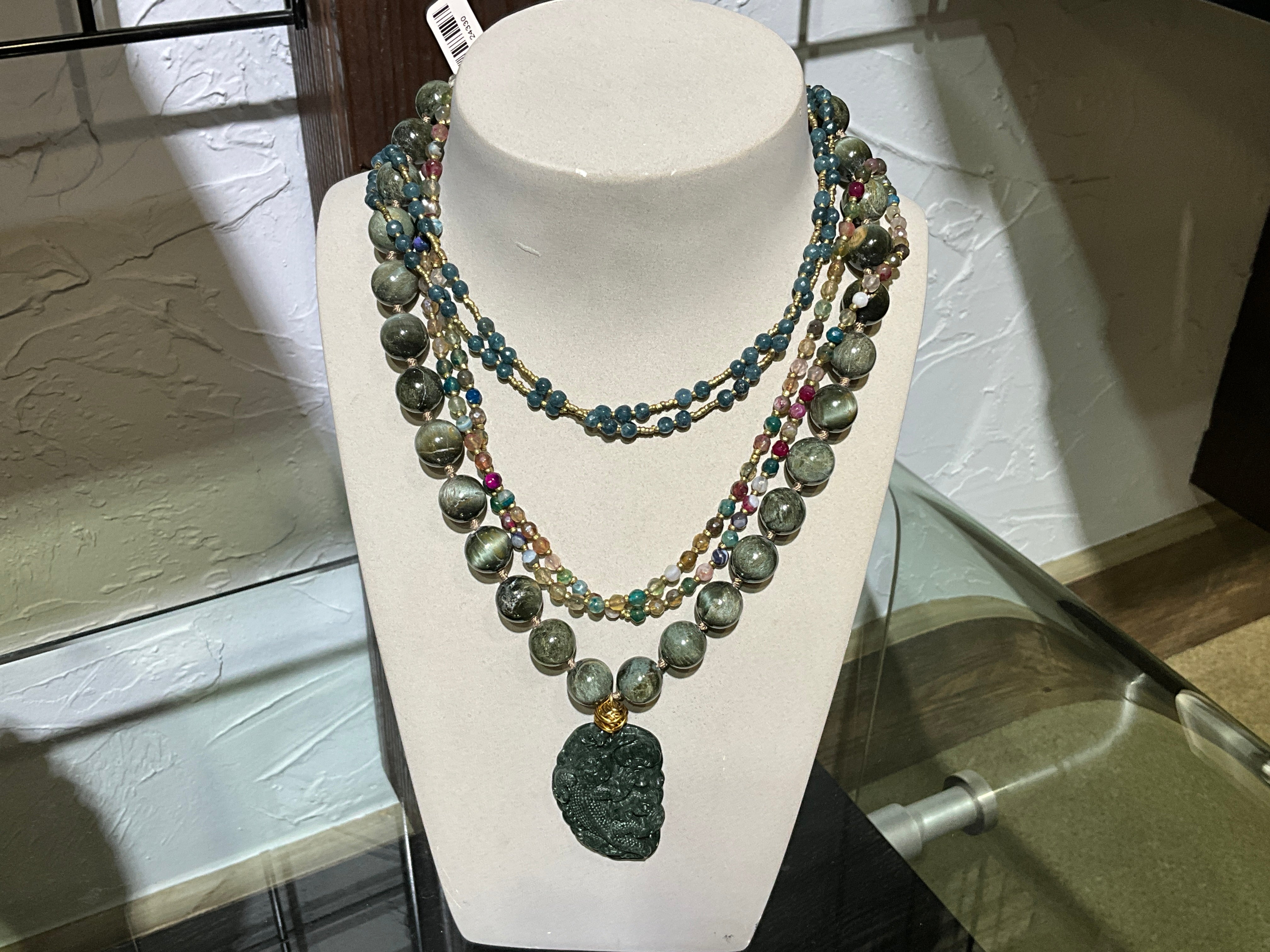 Blu/Grn Agate/Y African heishi