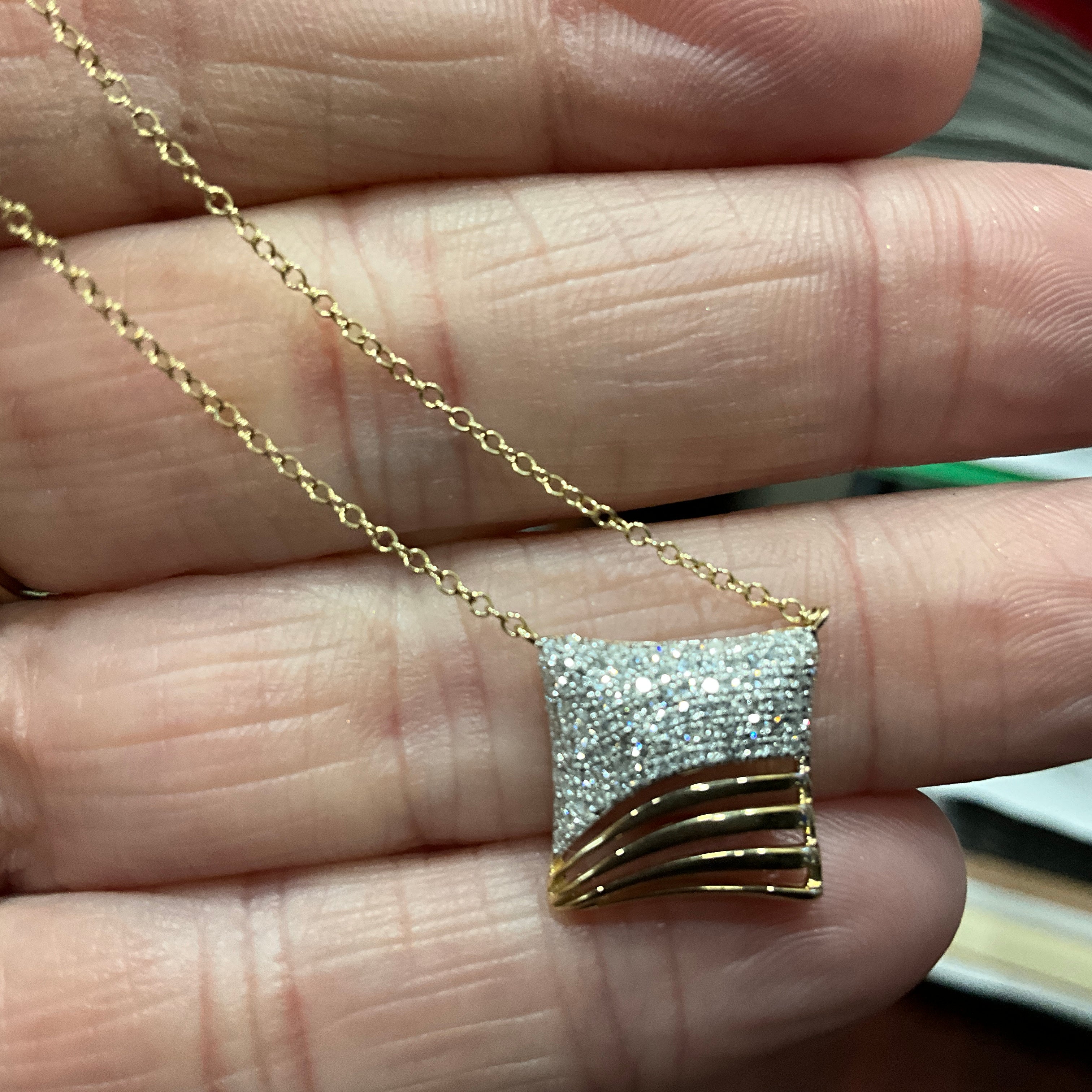 14KY Pillow Necklace .37 Carat Diamonds