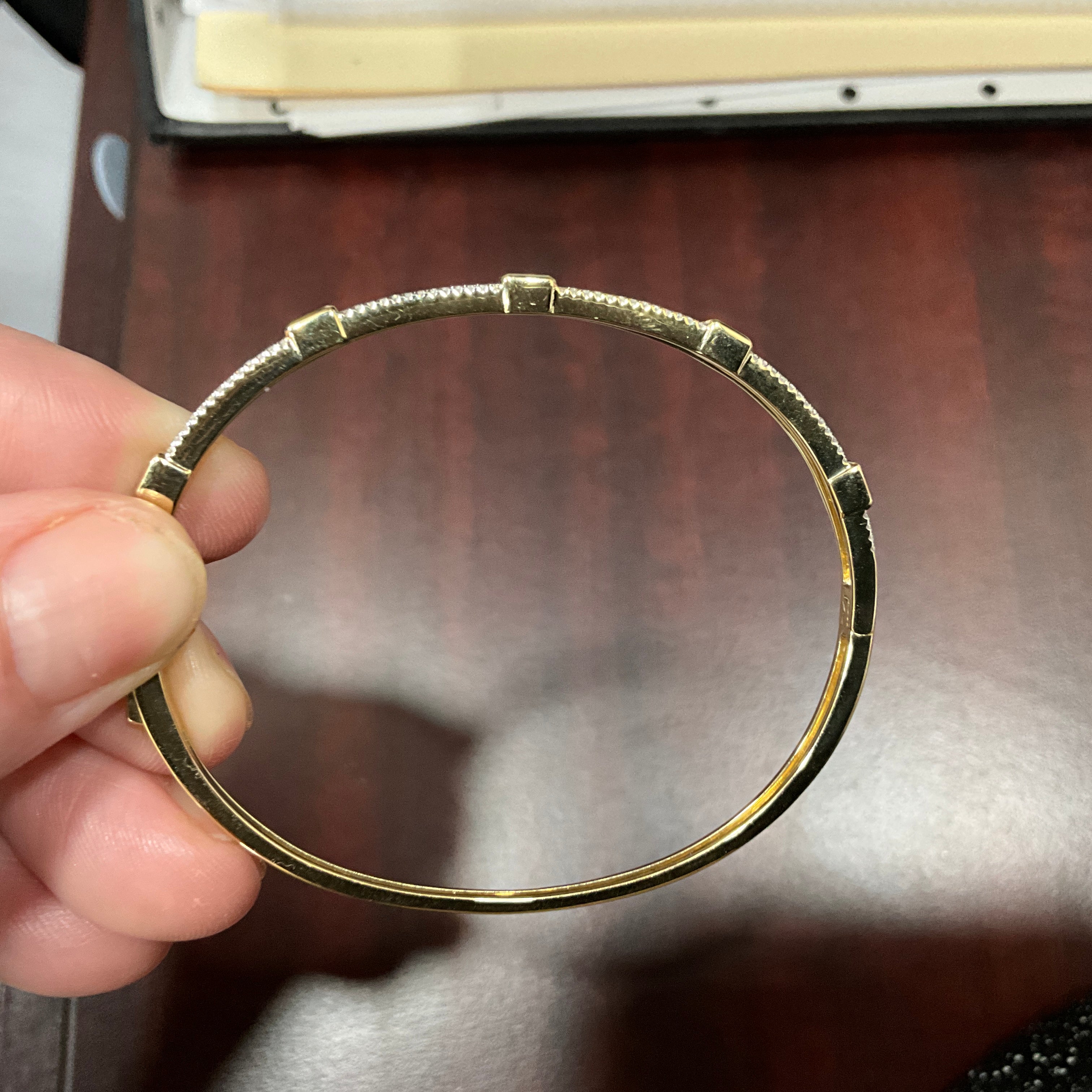 14KY .62CTW Five Baguette Diamond Bangle