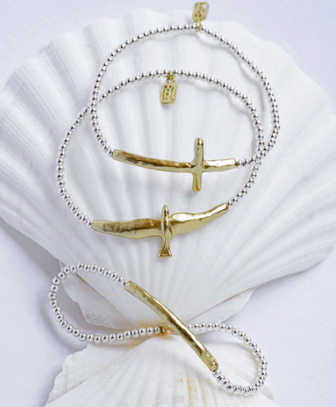 Faith Cross Mini Ball Stretch Bracelet