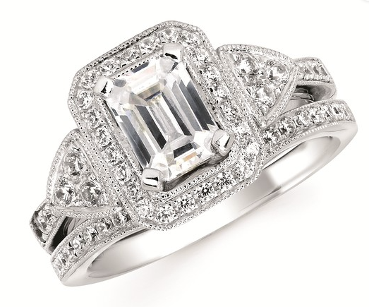 Forever Elegant® 3/8 Ctw. Diamond Semi Mount shown with 3/4 Ct. Emerald Center Diamond in 14K Gold