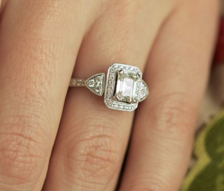 Forever Elegant® 3/8 Ctw. Diamond Semi Mount shown with 3/4 Ct. Emerald Center Diamond in 14K Gold