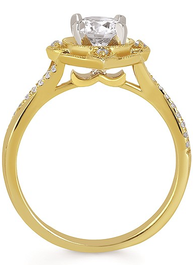 Forever Elegant® 1/10 Ctw. Diamond Semi Mount shown with 3/4 Ct. Round Center Diamond in 14K Gold