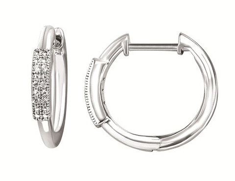 .03 Ctw. Diamond Hoop Earrings In Sterling Silver