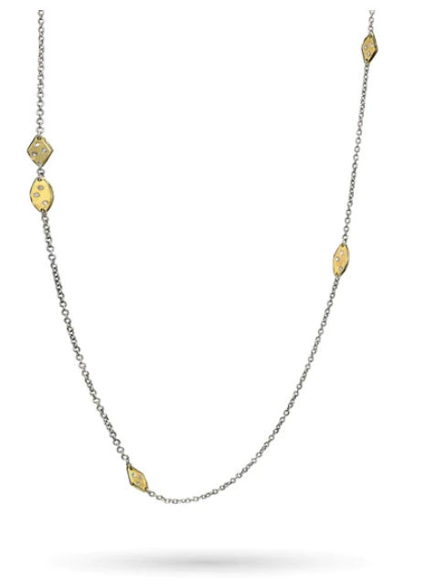 Oval Star Scatter Chain - Sterling Silver & Brass - 20"