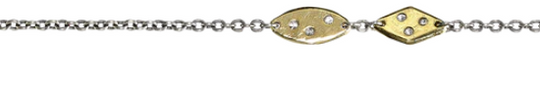 Oval Star Scatter Chain - Sterling Silver & Brass - 20"