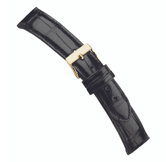 Genuine Polished Louisiana Alligator Watch Strap 714 ( new sizes taper to 14mm at buckle - also fits Patek Philippe® )