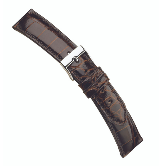 Genuine Polished Louisiana Alligator Watch Strap 714 ( new sizes taper to 14mm at buckle - also fits Patek Philippe® )