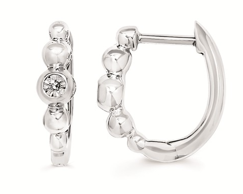 .01 Ctw. Diamond Hoop Earrings In Sterling Silver