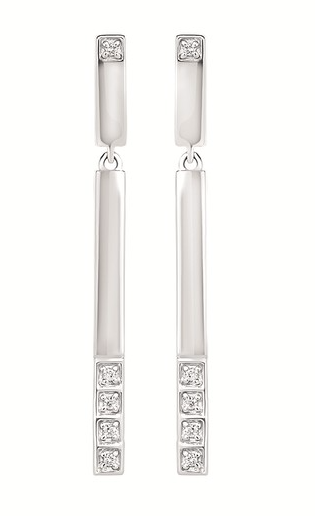 .05 Ctw. Diamond Dangle Earrings In Sterling Silver