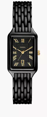 Raquel Three-Hand Date Black Stainless Steel Watch