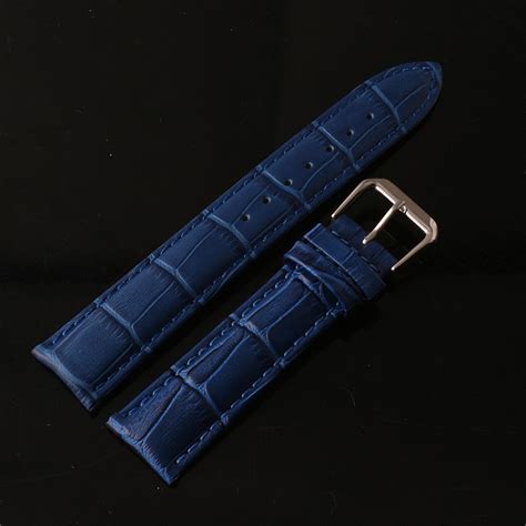 12MM Croc Grain Navy Blue with White Buckle Band
