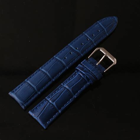 12MM Croc Grain Navy Blue with White Buckle Band